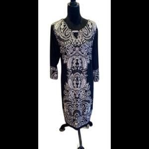 JM Collections Dress Stylish Black & White Holiday Party Dressy Size 1X Stretchy